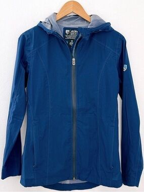 Kuhl Jetstream Jacket Gorpcore Blue Hooded Rain Wind Waterproof Ripstop Coat XS